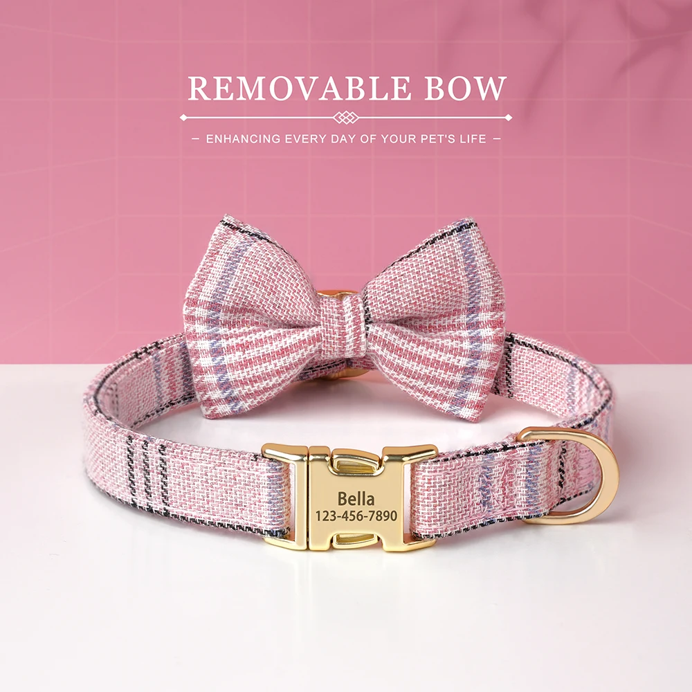 Collar con hebilla para perro personalizado, pajarita bonita, collares de identificación para perros y gatos, grabado gratis, antipérdida para perros pequeños y medianos, gatos, Chihuahua - imagen 3