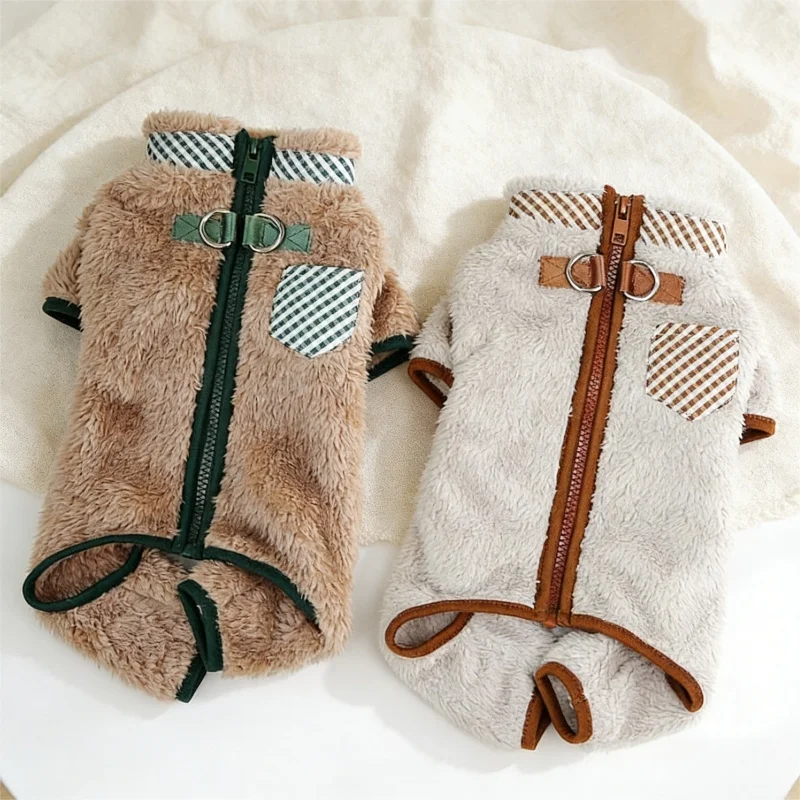 Ropa bonita y lisa para perros, monos cálidos y suaves para perros, peleles de invierno de felpa para cachorros, monos de moda para gatos, pijamas para perros, monos para mascotas, trajes
