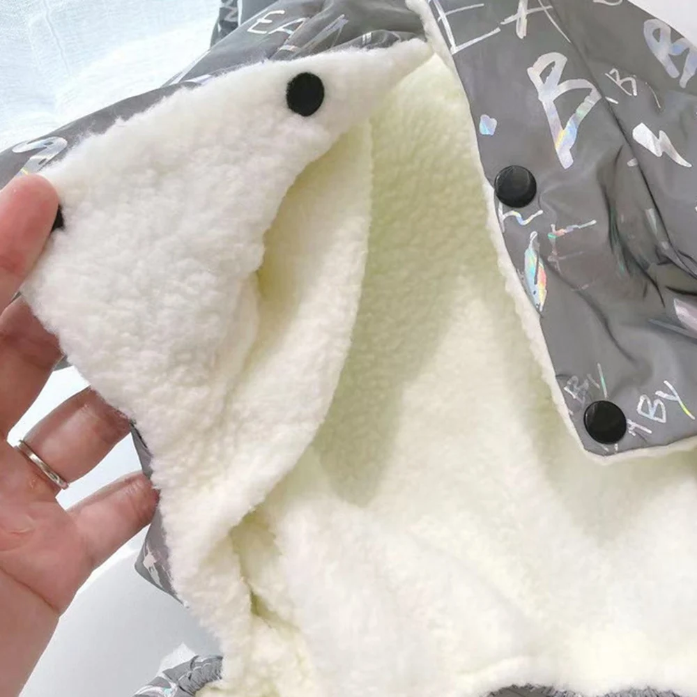 Traje de nieve de invierno resistente al agua para perros, chaqueta cálida de lana gruesa para cachorros, monos con letras para perros pequeños y medianos, noche reflectante - imagen 2