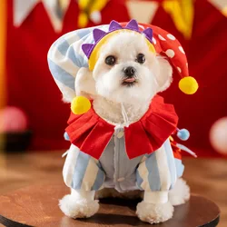 Disfraz payaso Halloween para perro pequeño – Gorro y body calentito