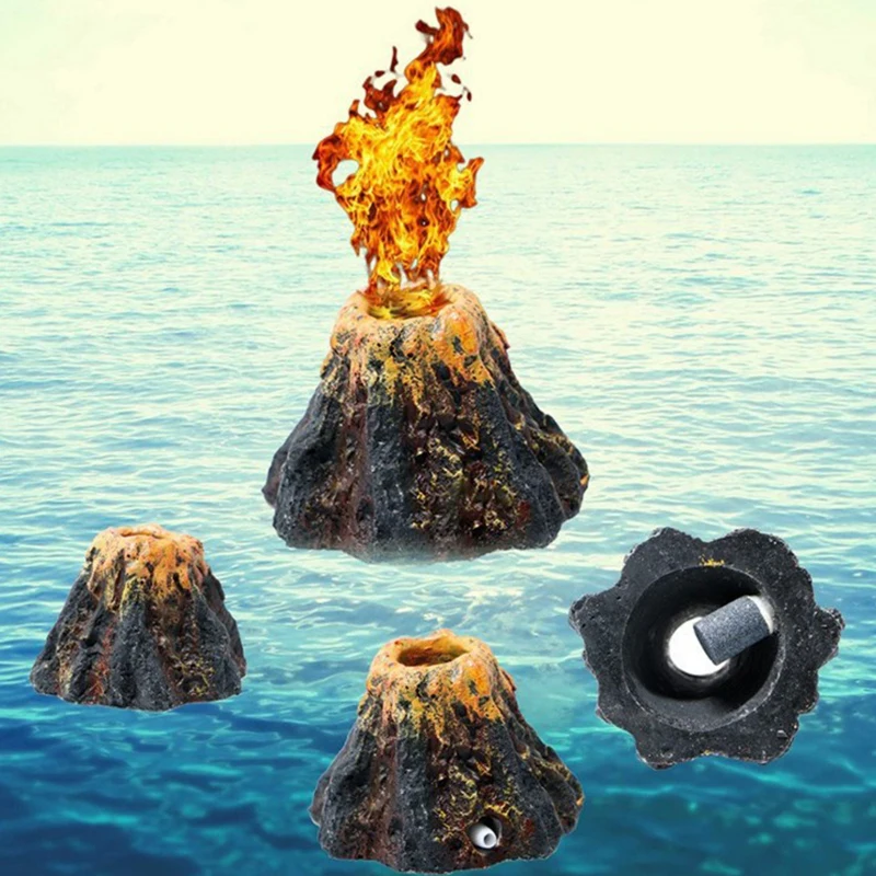 Decoración de piedra de aire de volcán de acuario, aireador de burbujas de 1 pieza para pecera, burbujeador volcánico ABS con piedra de aireación - imagen 3