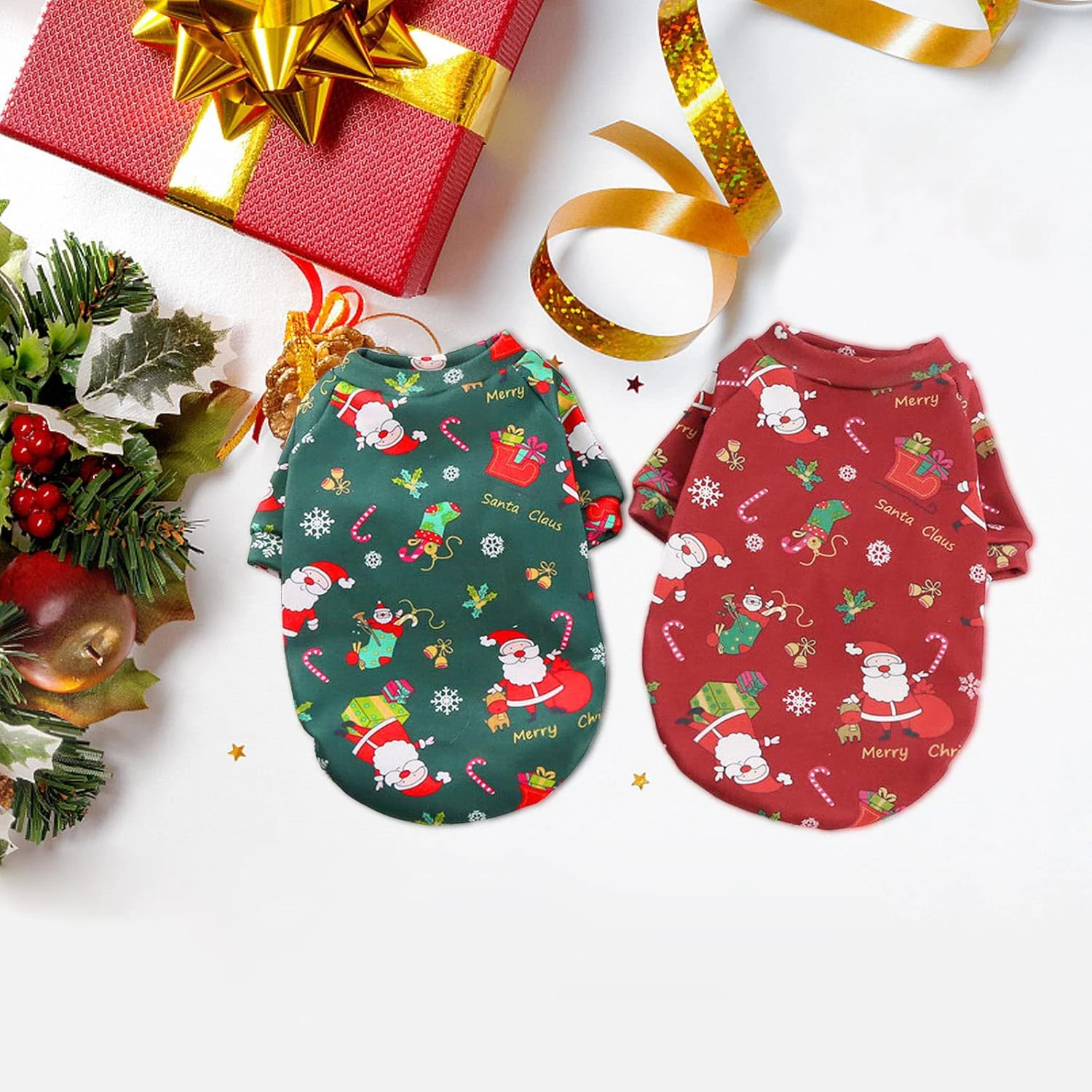 Sudaderas con capucha para perros grandes, suéter navideño, ropa cálida de invierno con forro polar para mascotas, vacaciones navideñas para cachorros para perros medianos y grandes - imagen 2