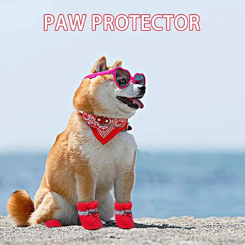 Zapatos de suela blanda para mascotas, zapatos antideslizantes para cachorros, protección para mascotas, impermeables, precaminantes, suministros suaves, cuidado de patas, invierno, Otoño, 4 piezas - imagen 4
