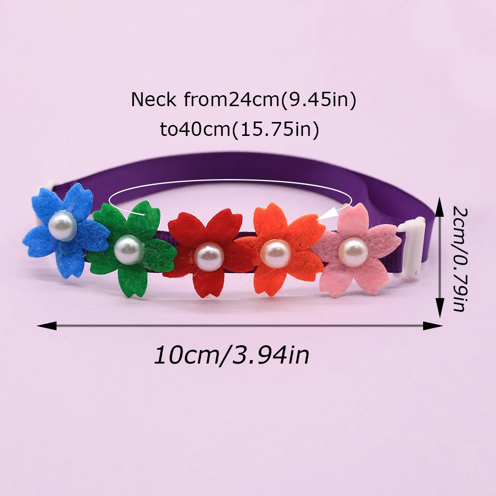 Collares ajustables para gatos y perros con lazos coloridos y perlas - imagen 2