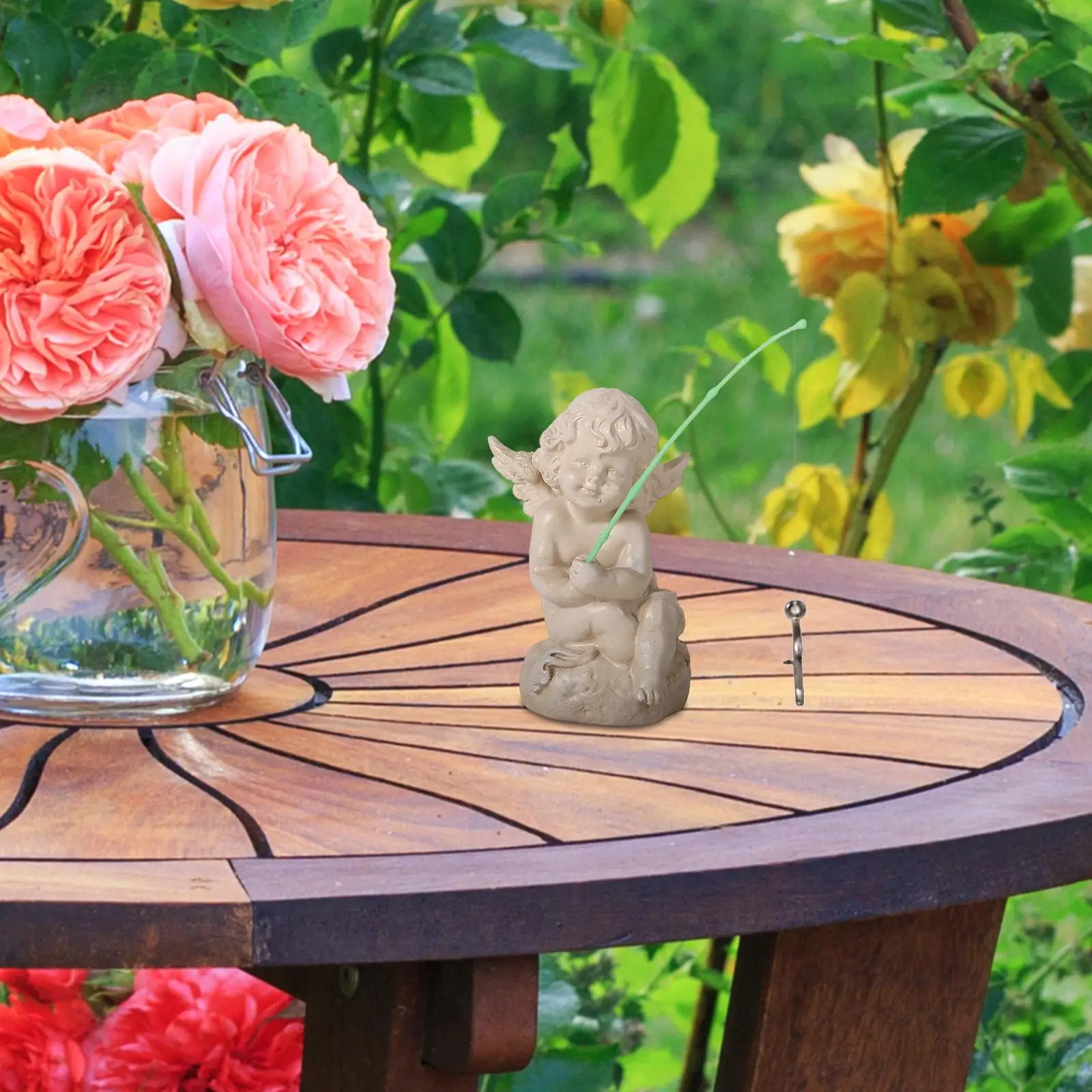 Estatuilla de Ángel de Cupido, decoración de maceta, artesanía pequeña de resina, bonito adorno de césped - imagen 4