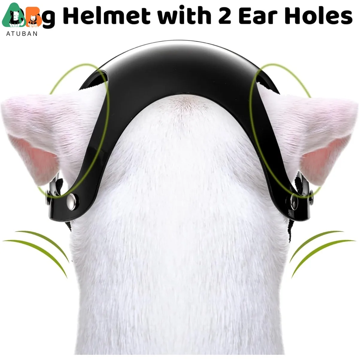 Casco para perro ATUBAN para todos los perros, casco de motocicleta para perros con orificios para las orejas, gorro de seguridad para perros, correa ajustable para conducir al aire libre