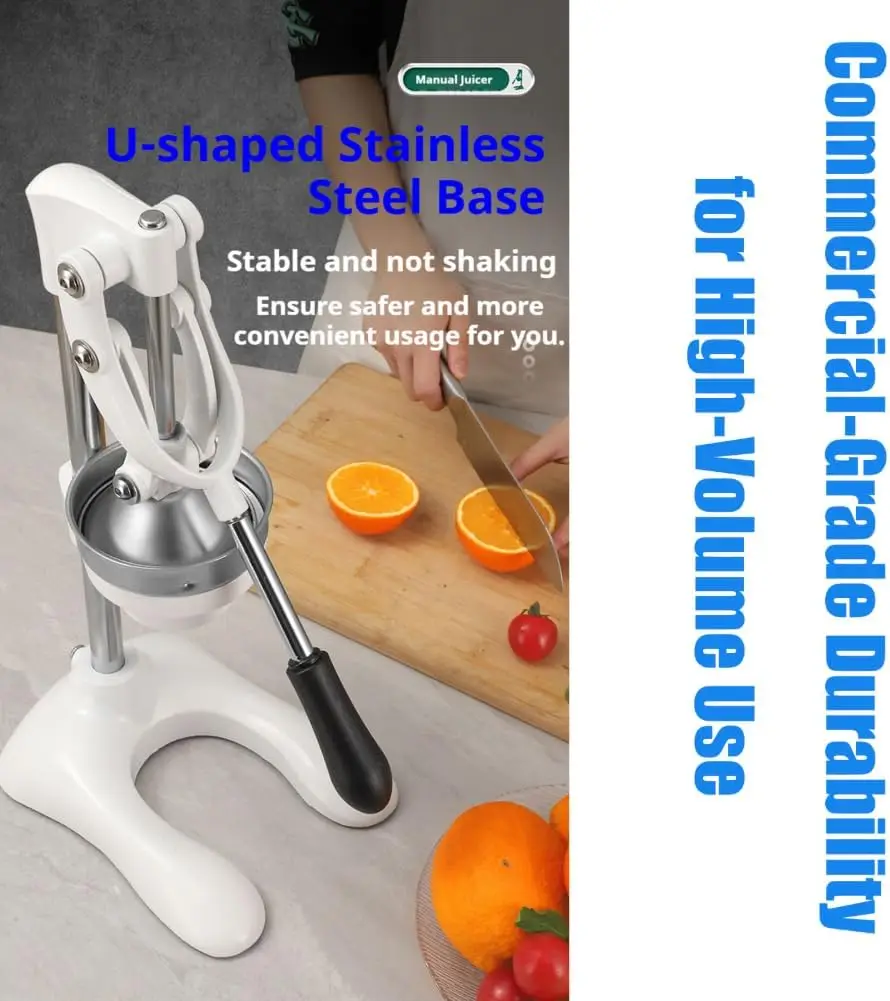 Exprimidor manual de cítricos de acero inoxidable, exprimidor manual de hierro fundido de grado comercial para naranja, limón, lima y granada - imagen 5
