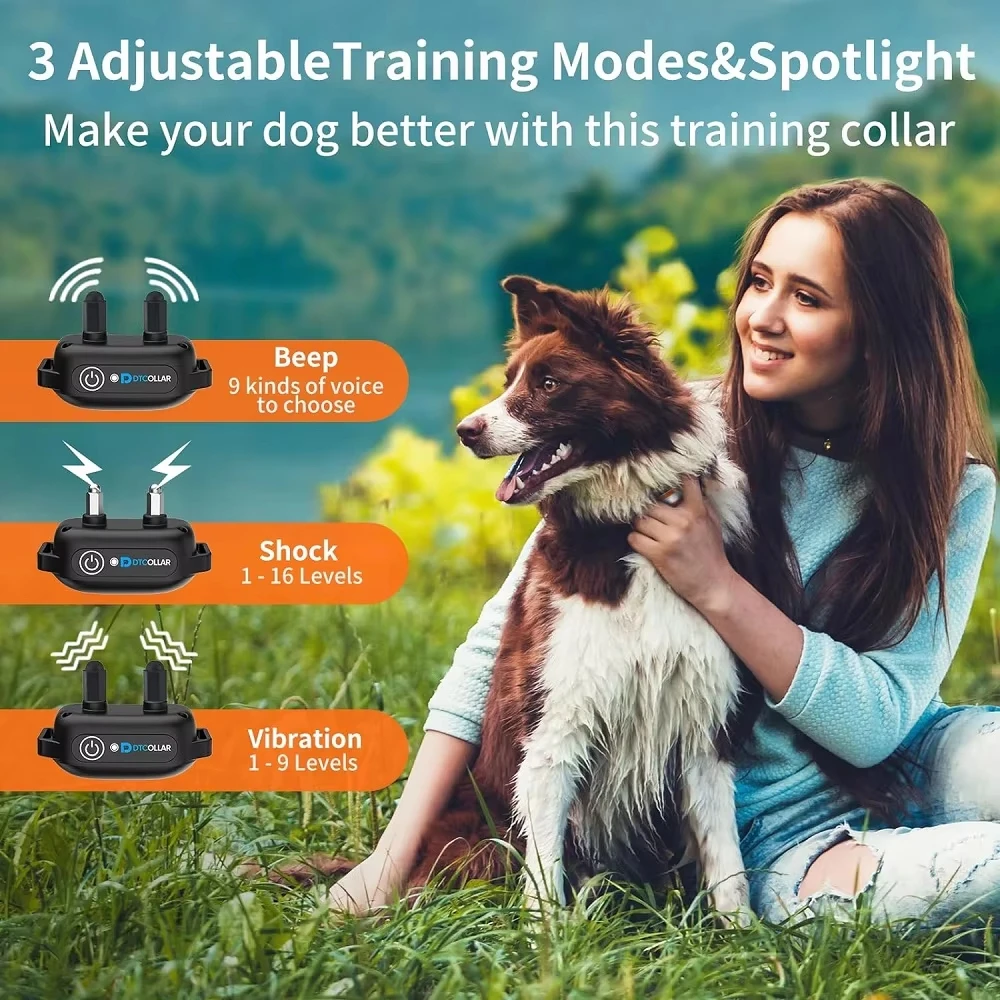 3300ft Dog Training Collar,Electric Collar with Shock ,Beep & Vibration Modes,IPX7 Waterproof Shock Collar for 5-120 Lbs Dogs - imagen 2