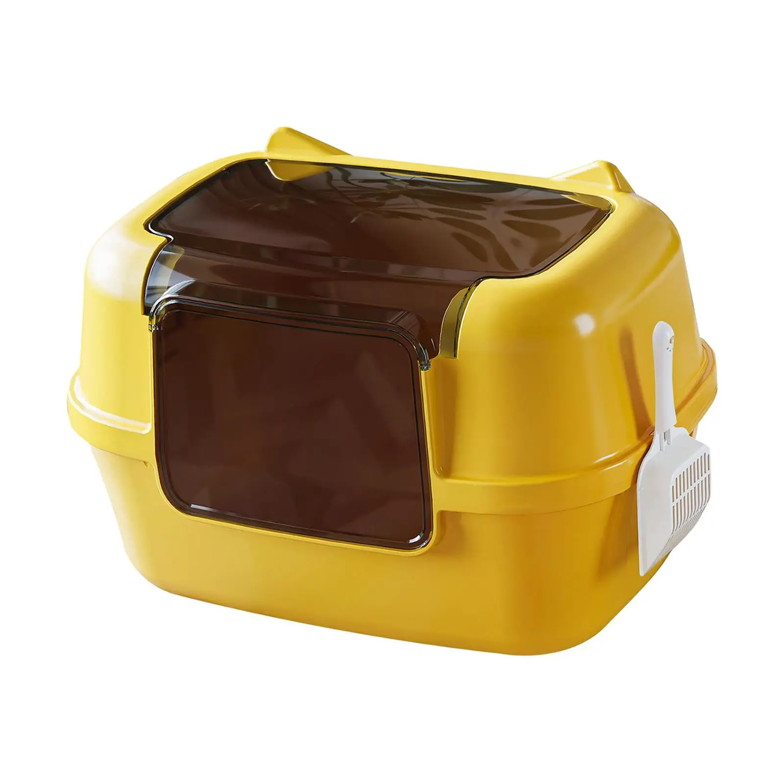 Fully Enclosed Cat Litter Box Hooded Cat Toilet Lightweight with Lid with Spade Potty Pan Litter Tray for Dorm Room Balcony