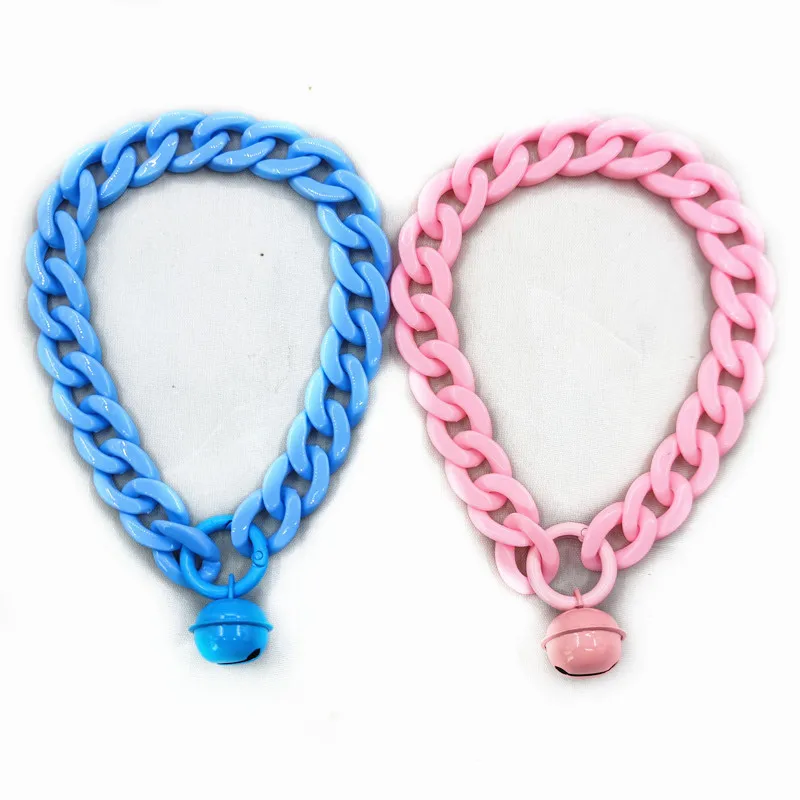 Cadena de eslabones cubanos acrílicos, Collar de perro y gato, Collar de estilo Punk de Color caramelo, joyería de disfraz de gato, accesorios de cuello de Hip Hop - imagen 5