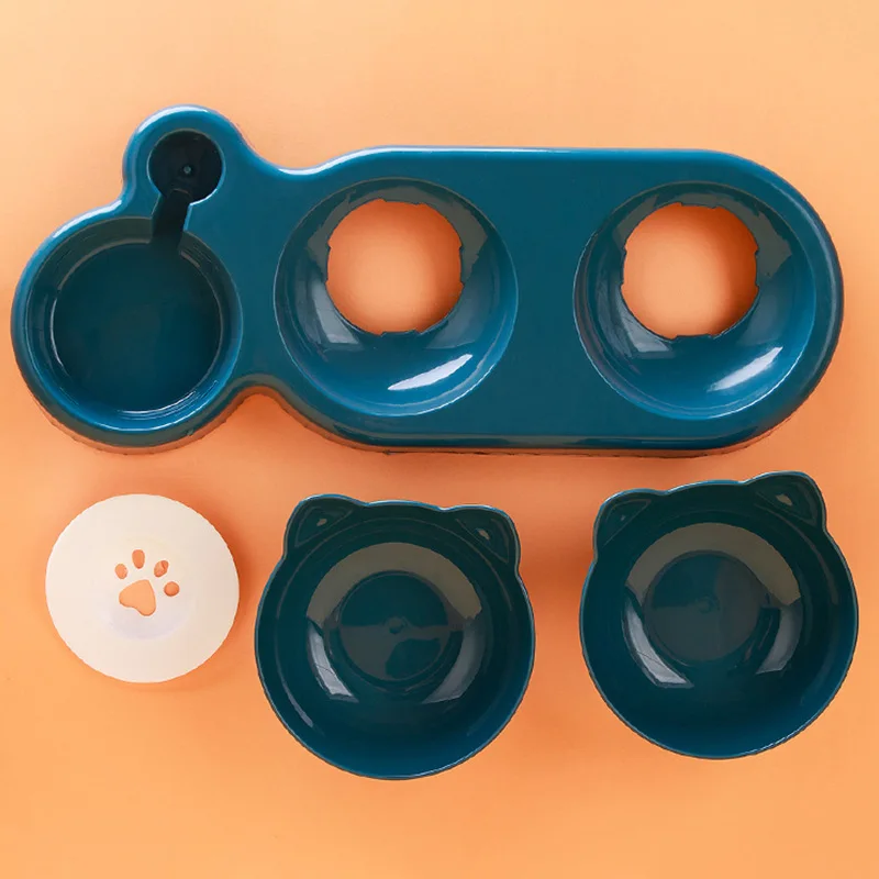 Comedero para gatos 3 en 1, dispensador automático de agua, doble cuenco, cuenco para mascotas para perros pequeños, gatos, contenedor de comida para mascotas, accesorios para gatos - imagen 4
