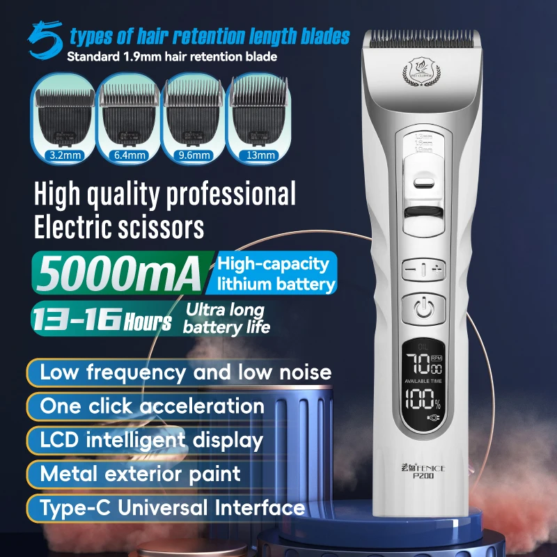 Fenice-cortadora de pelo para perros, cortadora de pelo para mascotas, juego de afeitadora, recargable, profesional, inalámbrica - imagen 2