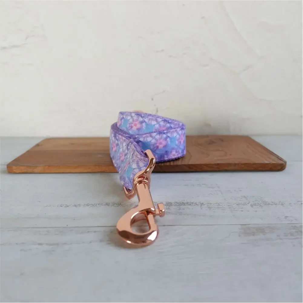 Collar personalizado para perro, correa con grabado gratis, etiqueta de nombre de identificación, accesorio para mascota, flor púrpura, Collar para cachorro - imagen 3