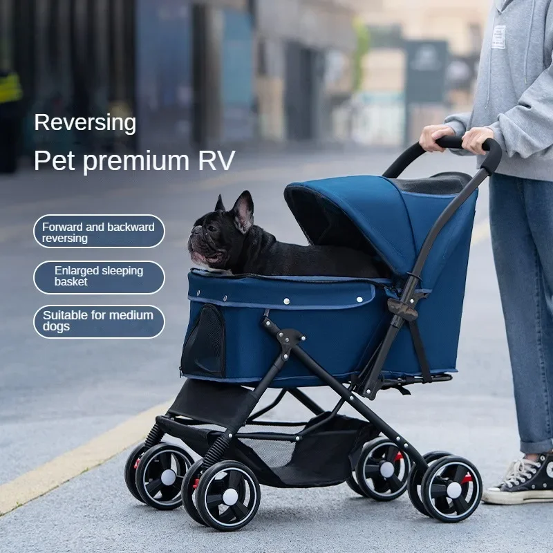 Cochecito Reversible para mascotas, carrito plegable ligero para perros y gatos, cochecito para perros pequeños