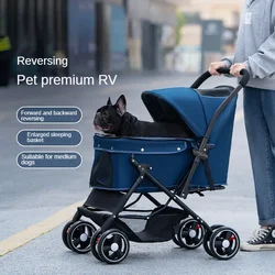 Carrito reversible para perros pequeños y gatos, plegable y ligero