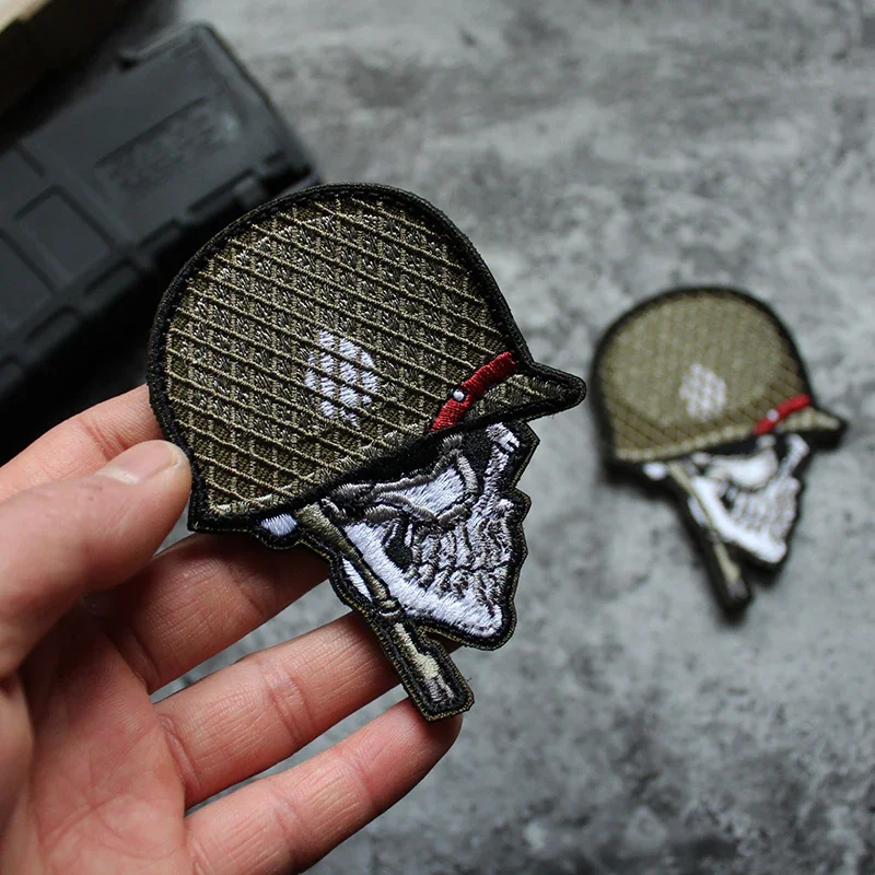 Parche bordado para casco de soldado con calavera, insignia para brazalete, adorno de costura decorativo militar, parches tácticos - imagen 5