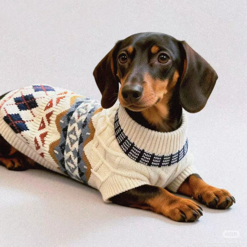 Suéter Fair Isle para perros pequeños y salchicha – Grueso y cálido - imagen 2
