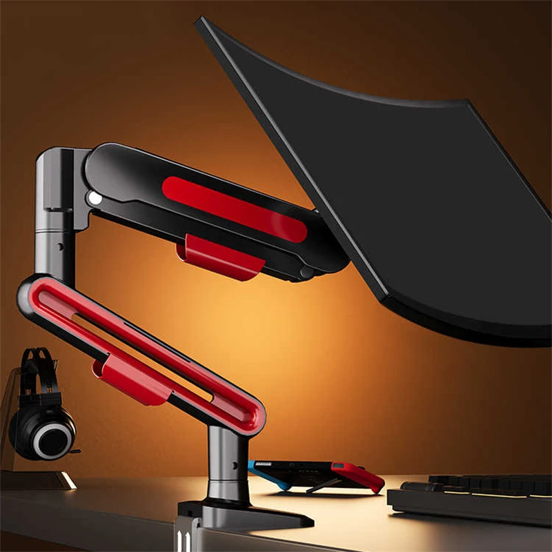 Soporte de Monitor único de hasta 32 pulgadas y 19,8 libras, soporte de montaje de escritorio para pantalla de ordenador, soporte de mesa de juegos Rgb ajustable para PC/TV - imagen 2