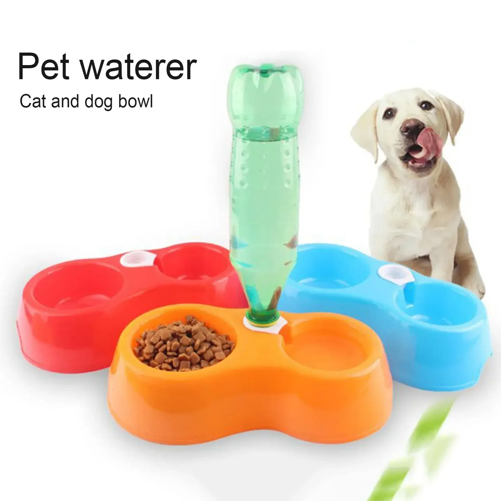 Alimentador de agua para dos mascotas, tazón de agua para gatos, tazón de comida, fuente para beber para perros, tazón doble para mascotas, botella de agua enchufable de doble propósito - imagen 2
