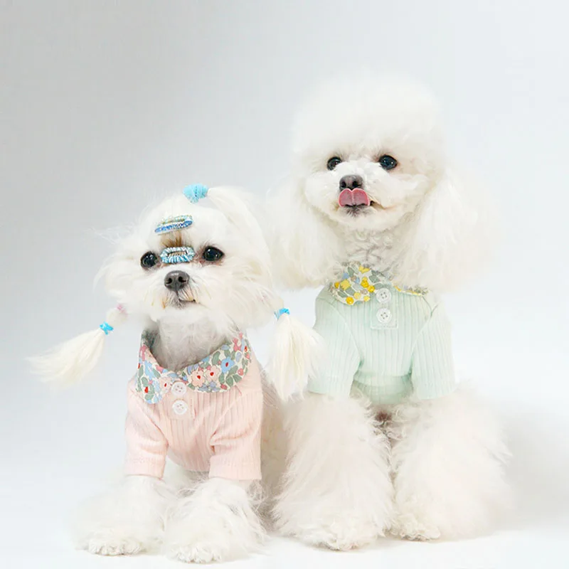 Camiseta transpirable para gatos, chaleco para perros pequeños y medianos, ropa informal con flores, ropa bonita de verano para perros - imagen 3