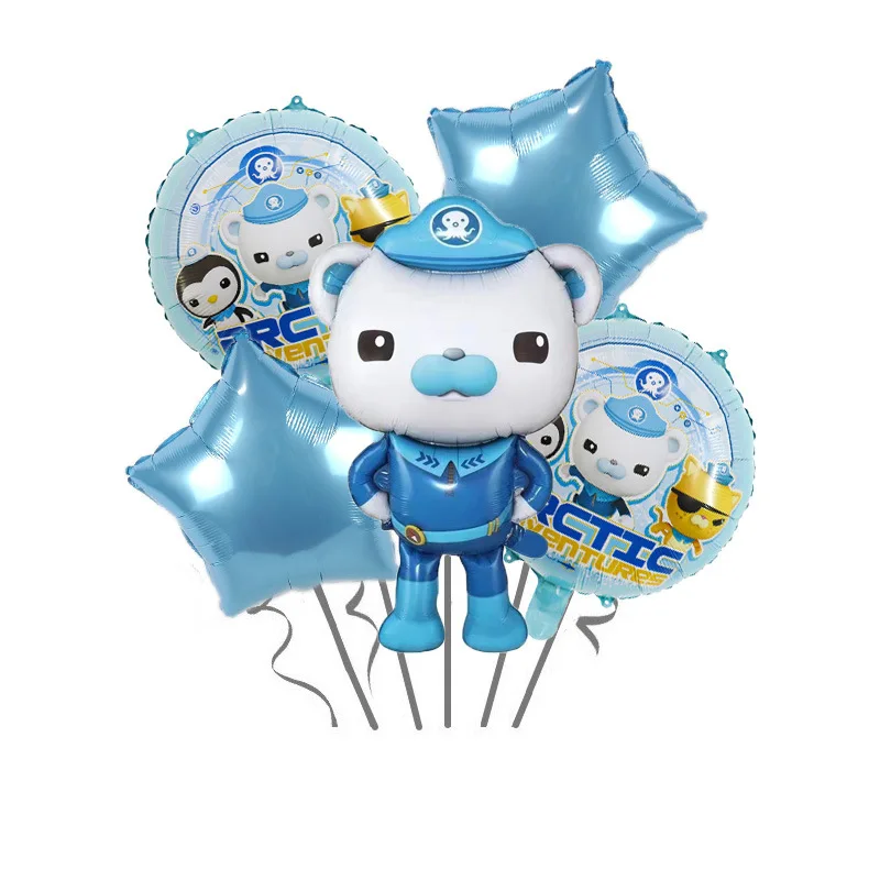 Globos de aluminio con tema de los octonautas, decoraciones para fiesta de cumpleaños para niños y niñas, adorno para habitación Kawaii, suministros para Baby Shower, 5 uds. - imagen 2