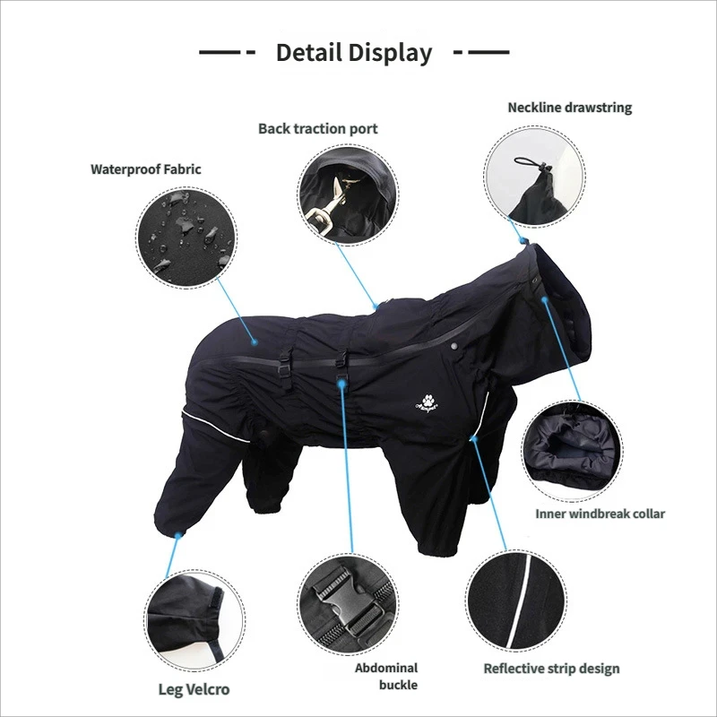 Impermeable ligero para perros - Traje de cuatro patas reflectante - imagen 3