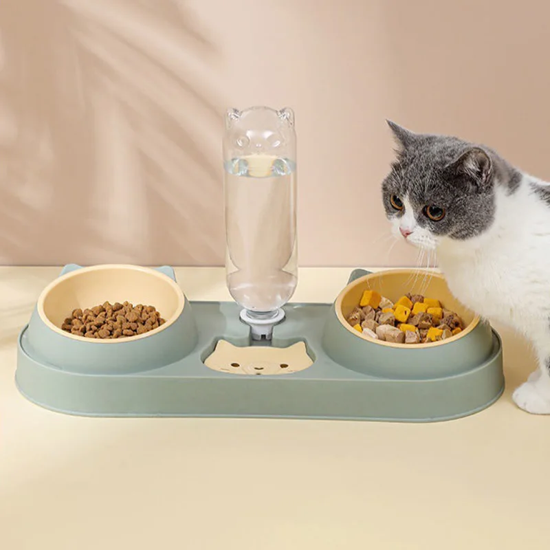 Comedero para gatos 3 en 1, cuenco doble para gatos, perros pequeños, dispensador automático de agua para gatos, cuenco de comida elevado para gatitos, accesorios para gatos - imagen 5
