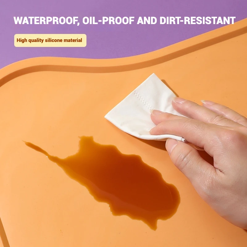 Estera de alimentación de silicona antiderrames para mascotas, estera impermeable de silicona para mascotas, borde enrollable antideslizante, impermeable, fácil de limpiar, suministros para mascotas