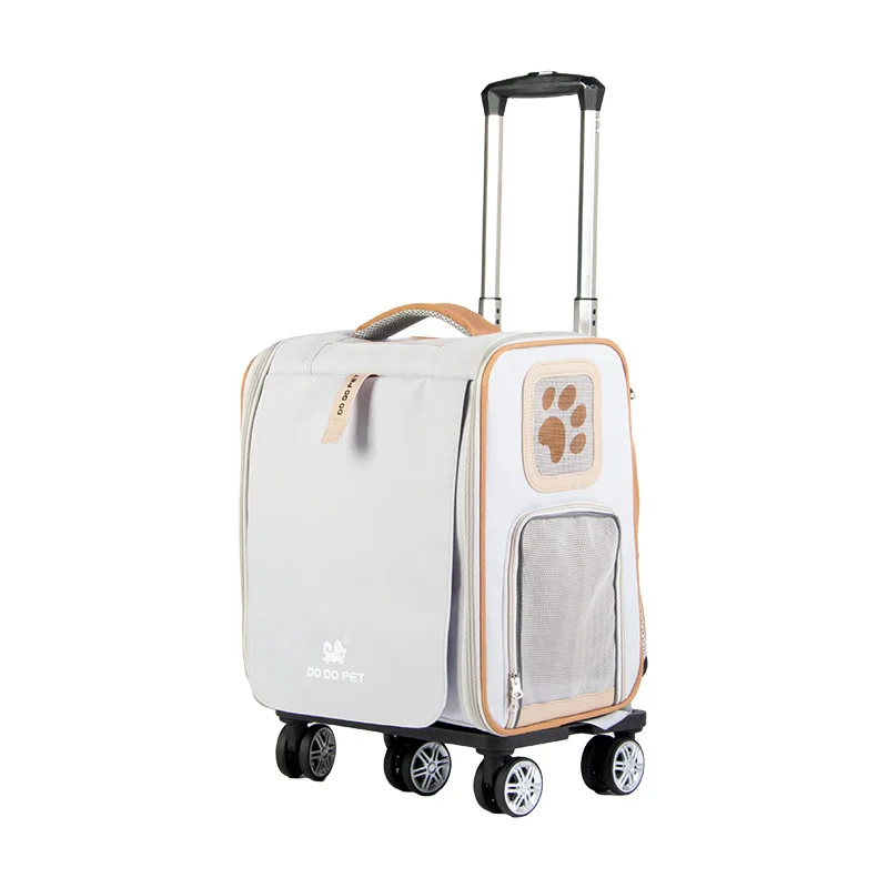 Nueva maleta con ruedas para mascotas, maleta plegable portátil para perros y gatos, cubierta con ruedas a cuadros, productos para mascotas - imagen 5