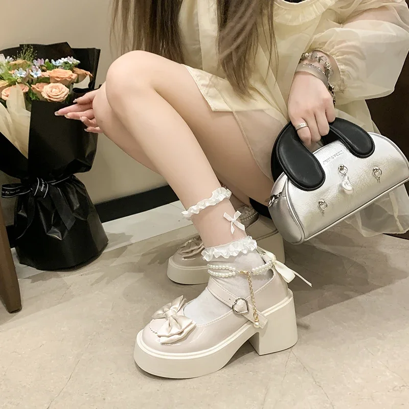 Zapatos Lolita negros de tacón súper alto, zapatos Mary Jane, zapatos de tacón con plataforma gruesa para mujer, zapatos de fiesta con hebilla en el tobillo - imagen 3