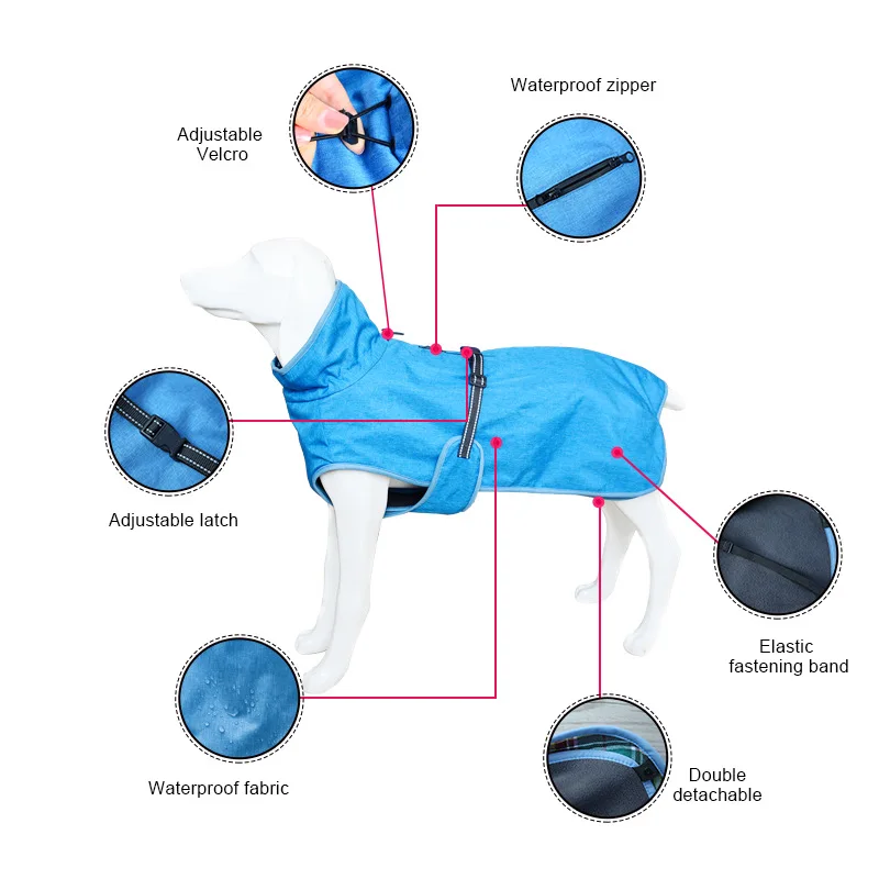 Chaqueta para exteriores para perros, forro de algodón grueso, desmontable, traje de esquí de dos prendas, a prueba de viento y cálido, Otoño e Invierno - imagen 5