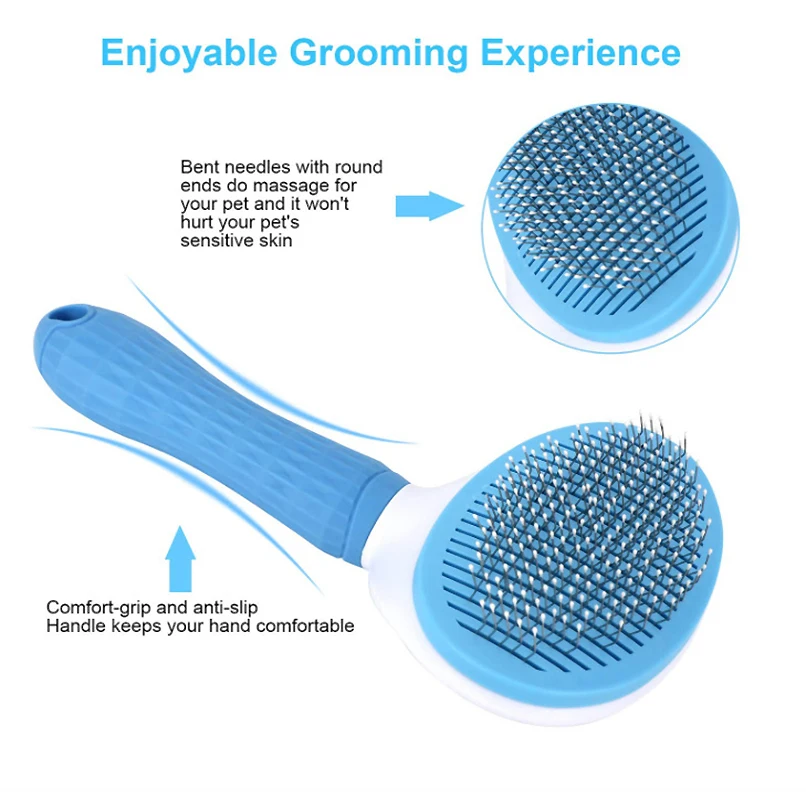 Cepillo para perros y gatos, peine autolimpiante para quitar el pelo de mascotas, herramientas de aseo para perros y gatos, accesorios para perros - imagen 5