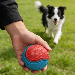 Pelota luminosa de goma con sonido para perros – juguete masticable