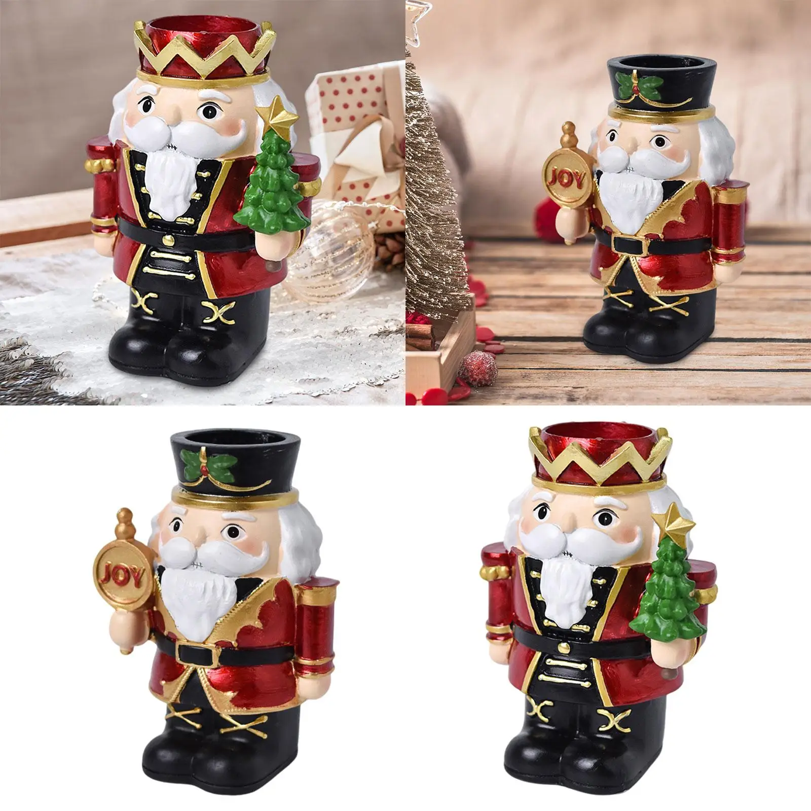 Nutcracker Pillar Candle Holder Sculpture Christmas Decoration for Festivals Dinner Table Anniversary Farmhouse Dining Room