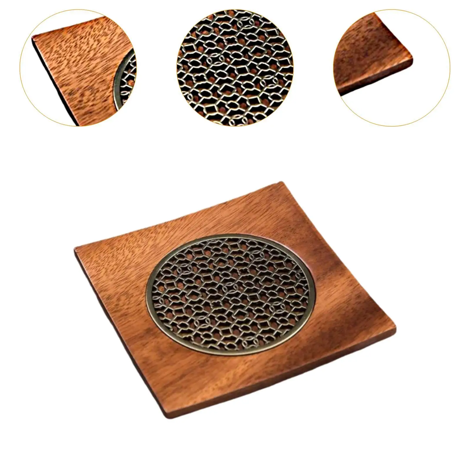 Walnut Wood Teapot Mat Hollow Designed Portable Sturdy Decorative Tea Serving Tray for Household Table Tea Ceremony Teapot Cup Walnut Wood Teapot Mat Hollow Designed Portable Sturdy Decorative Tea Serving Tray for Household Table Tea Ceremony Teapot Cup