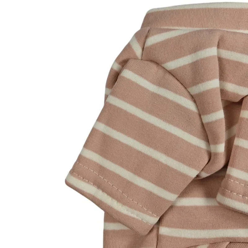 Camisa básica de cuello alto para otoño e invierno, Sudadera corta a rayas con lazo tejido, ropa para mascotas de dos patas, ropa para perros pequeños - imagen 3