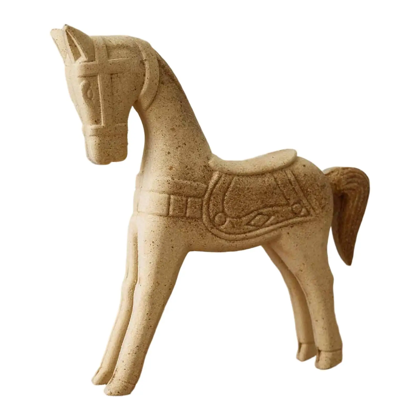 Estatua de caballo de madera, estatuilla de Animal en blanco, decoración artesanal sin pintar para mesa, dormitorio, inauguración de la casa - imagen 3