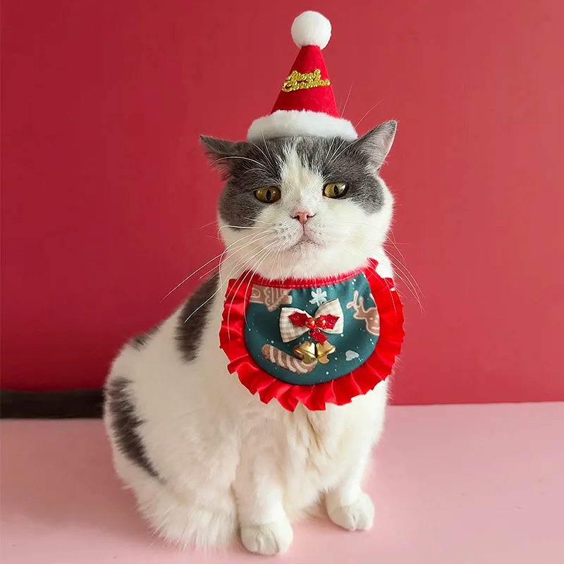 Juego de Navidad para mascotas, vestido navideño para gatos, accesorios para sombreros para perros, accesorios para cachorros, accesorios para perros pequeños - imagen 2