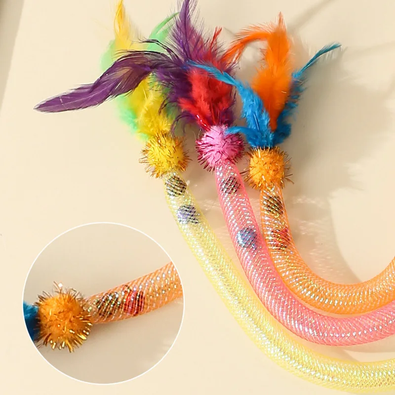 Juguete interactivo para gatos, divertidos juguetes con palo para gatos, varita Teaser para gatos con campana de plumas, juguetes para gatitos, accesorios para gatos - imagen 5