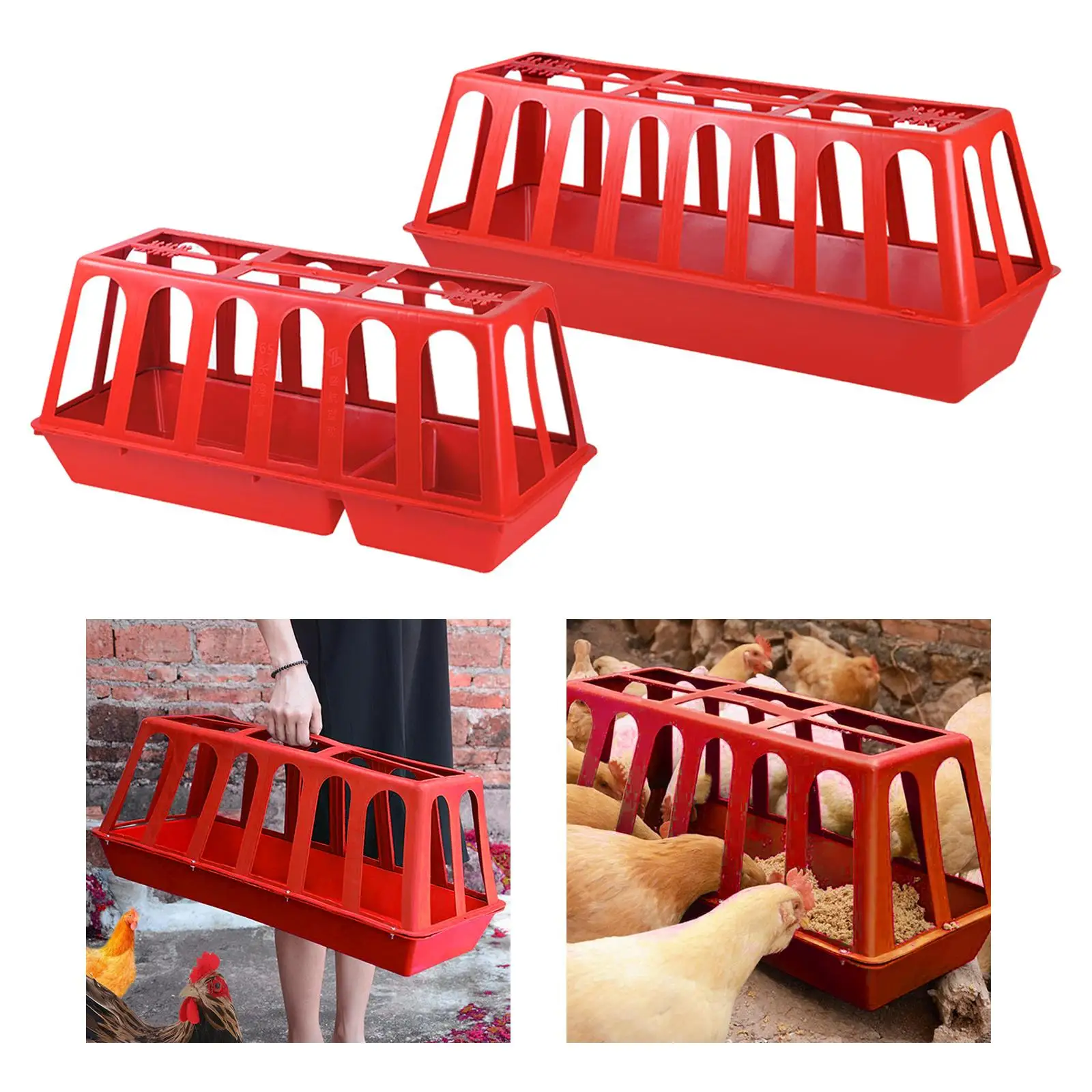 Chicken Feeders Trough Chick Feeding Basin Feeding Tray for Livestock Pets Supply Smooth Edge Easily Install Durable with Holes