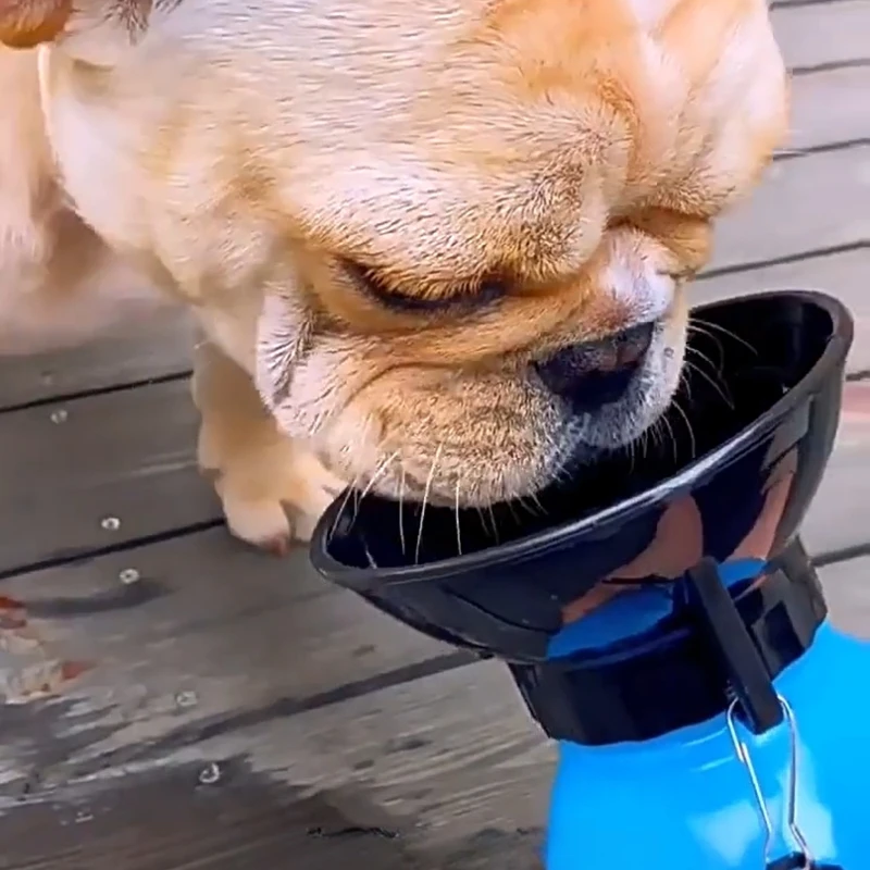 Botella de agua portátil para mascotas, taza para beber al aire libre de 500ml con cuenco alimentador para apretar, diseño a prueba de fugas para caminar, senderismo y viajes - imagen 5