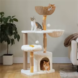 Torre de lujo para gatos con condominio, hamaca y poste rascador