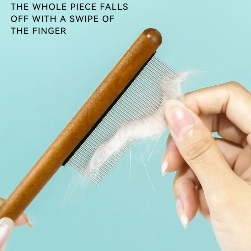 Peine para gatos, cepillo de madera, peine para gatos, removedor de pelo para mascotas, cepillo de masaje para gatos, peines de cuidado para mascotas, cepillos para perros con apertura de nudos - imagen 5