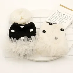 Vestido malla lunares y chaleco felpa para perros pequeños