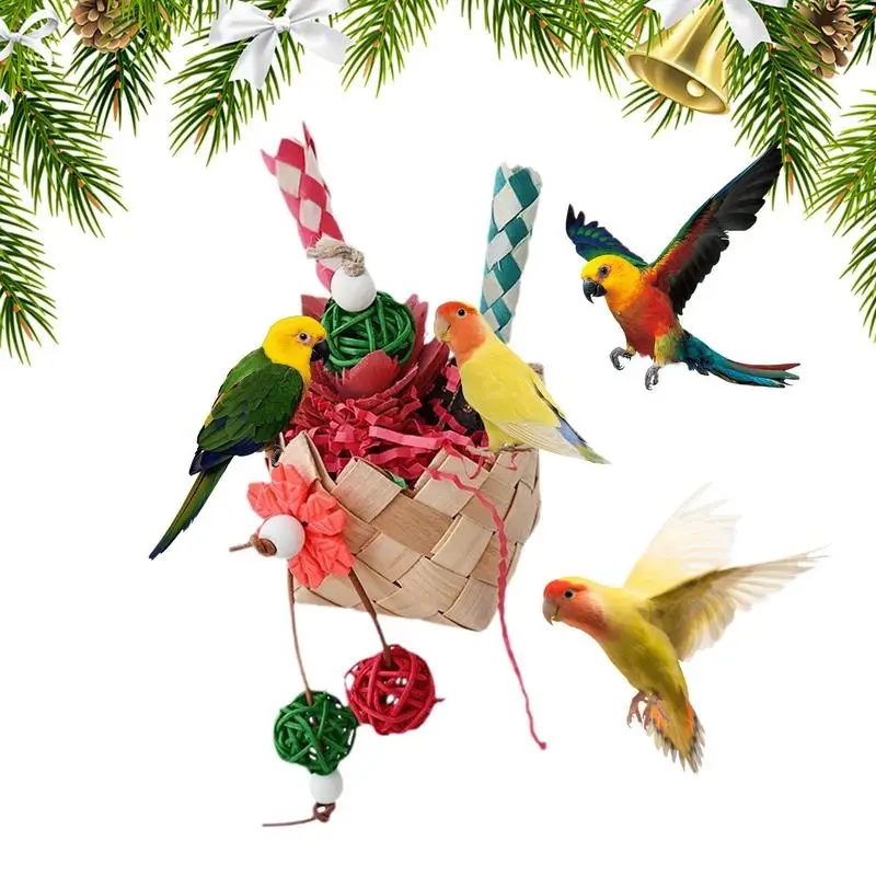 Jaula para pájaros de juguete, loro colorido, juguete para masticar, seguro e inofensivo, interesante juguete para loros para periquitos, cacatúas, periquitos - imagen 3