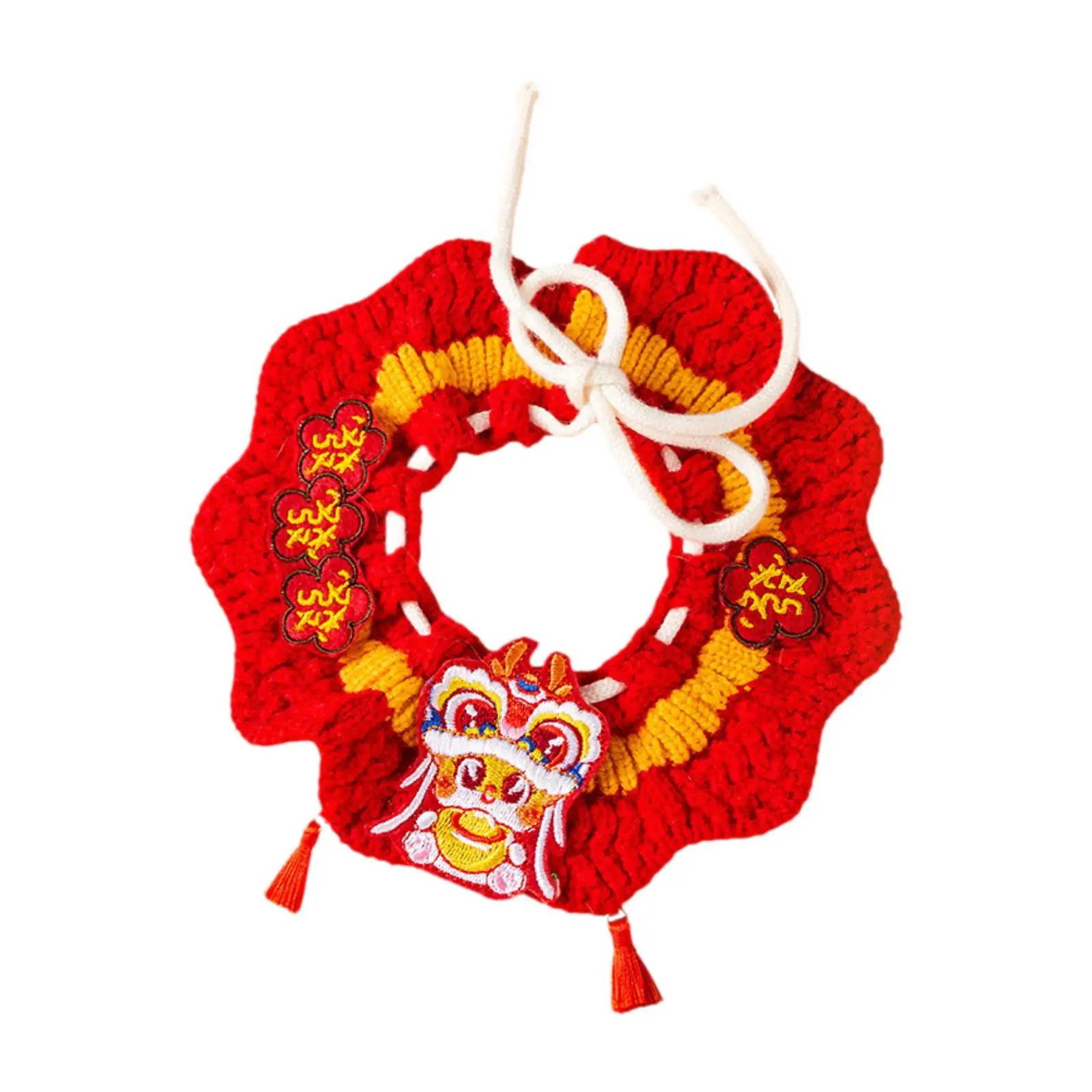 New Year Cat Collar Adjustable Knit Pet Scarf Dress up Costume Cute Handwoven Crochet Bib Kitten Necklace Scarf for Dogs Pets