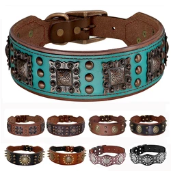 Collar de cuero con pinchos para perros medianos y grandes