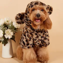 Sudadera con capucha leopardo para perros pequeños y medianos