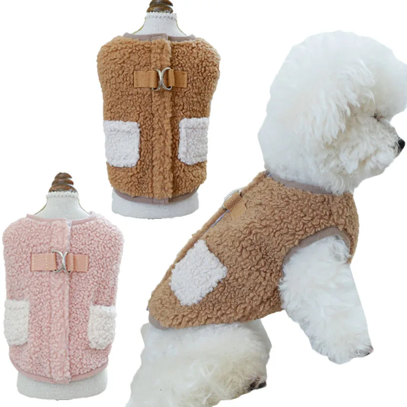 Chaleco de lana para perro, abrigo grueso de invierno para perros pequeños, chaqueta de arnés con anillo en D Chiwawa, prendas exteriores
