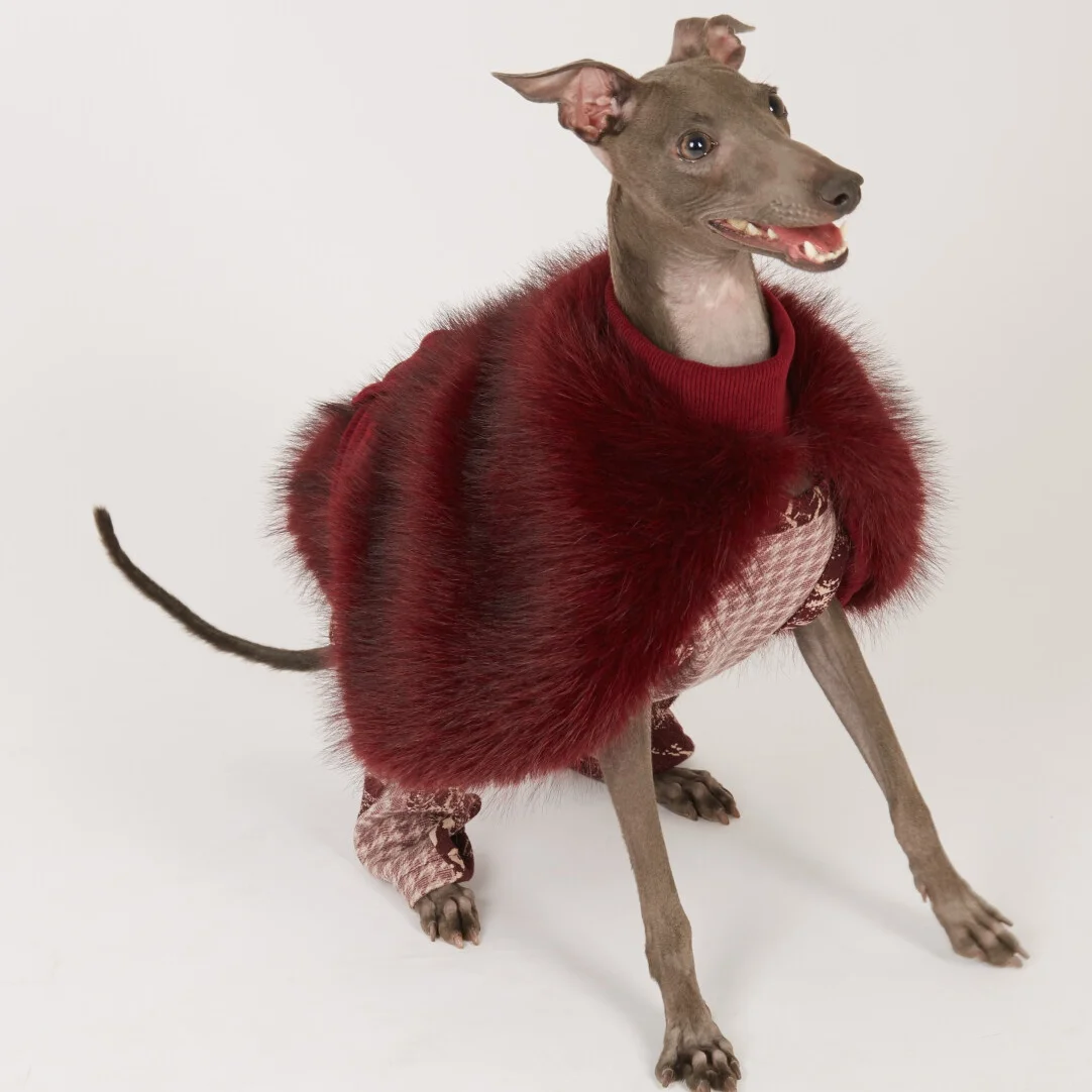 Abrigo de felpa roja para galgo italiano y whippet – Chaqueta invierno - imagen 2